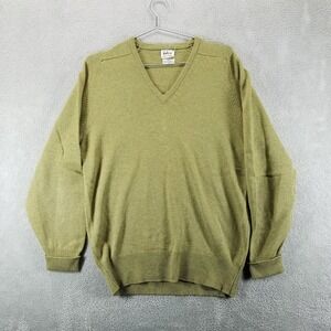 VTG Walkers by Alan Paine Sweater Mens 40 Green V Neck Pullover 100% Lambswool